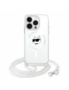 Etui Karl Lagerfeld KLHMP13MHCCHNT Apple iPhone 13 / 14 / 15 hardcase transparent IML Choupette Head & Cord Magsafe
