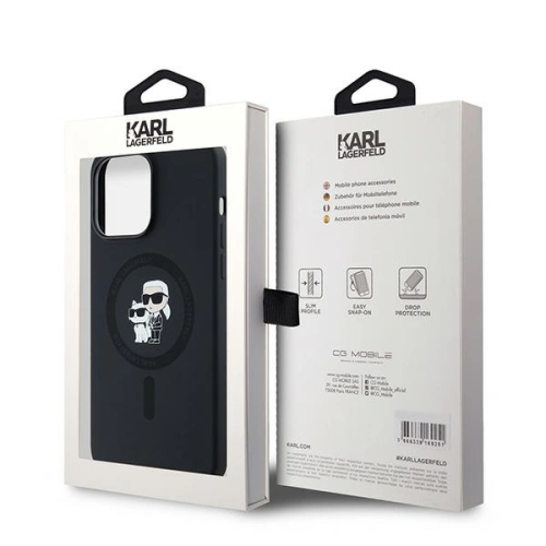 Etui Karl Lagerfeld KLHMP14LSCMKCRHK Apple iPhone 14 Pro hardcase Silicone Karl & Choupette MagSafe czarny/black