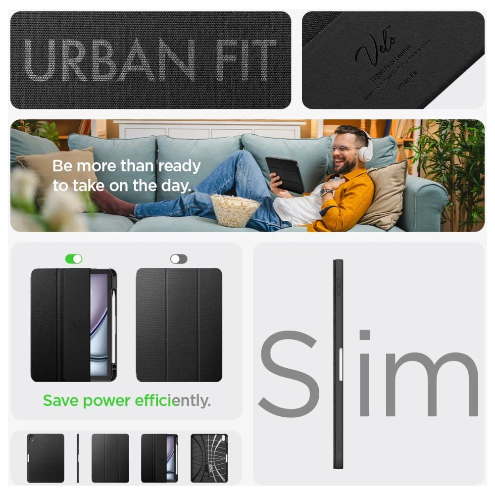 Hurtownia GSM - Case Spigen Urban Fit Apple iPad Air 10.9 2020/2022 (4. und 5. Generation) / iPad Air 11 2024 (6. Generation) schwarz - SPN3413 - {ean13} - Hurt