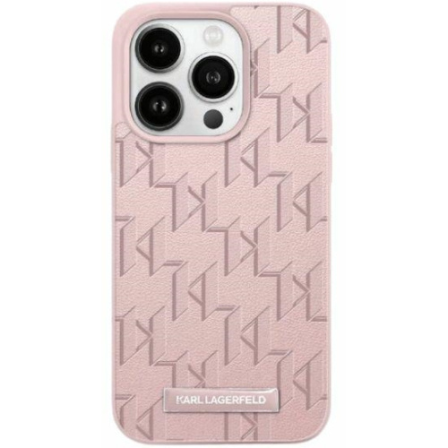 Karl Lagerfeld Distributor - 3666339253929 - KLD2025 - Karl Lagerfeld KLHMP15LPKHPORPP Apple iPhone 15 Pro hardcase Leather Monogram Metal Logo pink - B2B homescreen