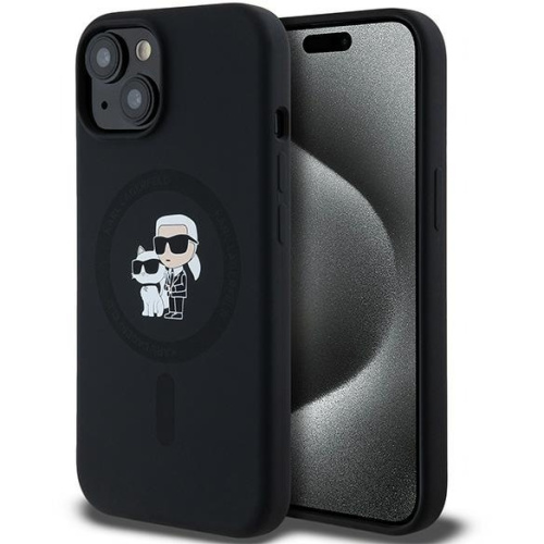 Karl Lagerfeld Distributor - 3666339254056 - KLD2026 - Karl Lagerfeld KLHMP15MSCMKCRHK Apple iPhone 15 Plus / 14 Plus hardcase Silicone Karl & Choupette MagSafe black - B2B homescreen