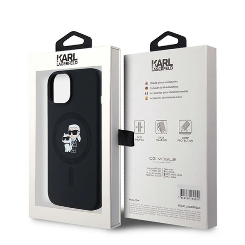 Etui Karl Lagerfeld KLHMP15MSCMKCRHK Apple iPhone 15 Plus / 14 Plus hardcase Silicone Karl & Choupette MagSafe czarny/black