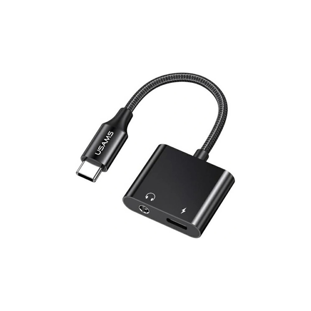 Hurtownia GSM - Adapter USAMS AU15 US-SJ598 USB-C / jack 3.5m DAC, USB-C PD 60W schwarz/black - USA1106 - {ean13} - Hurt