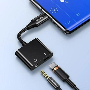 Wholesale USAMS AU15 US-SJ598 adapter USB-C / jack 3.5m DAC, USB-C PD 60W black - USA1106 - {ean13} - Hurt