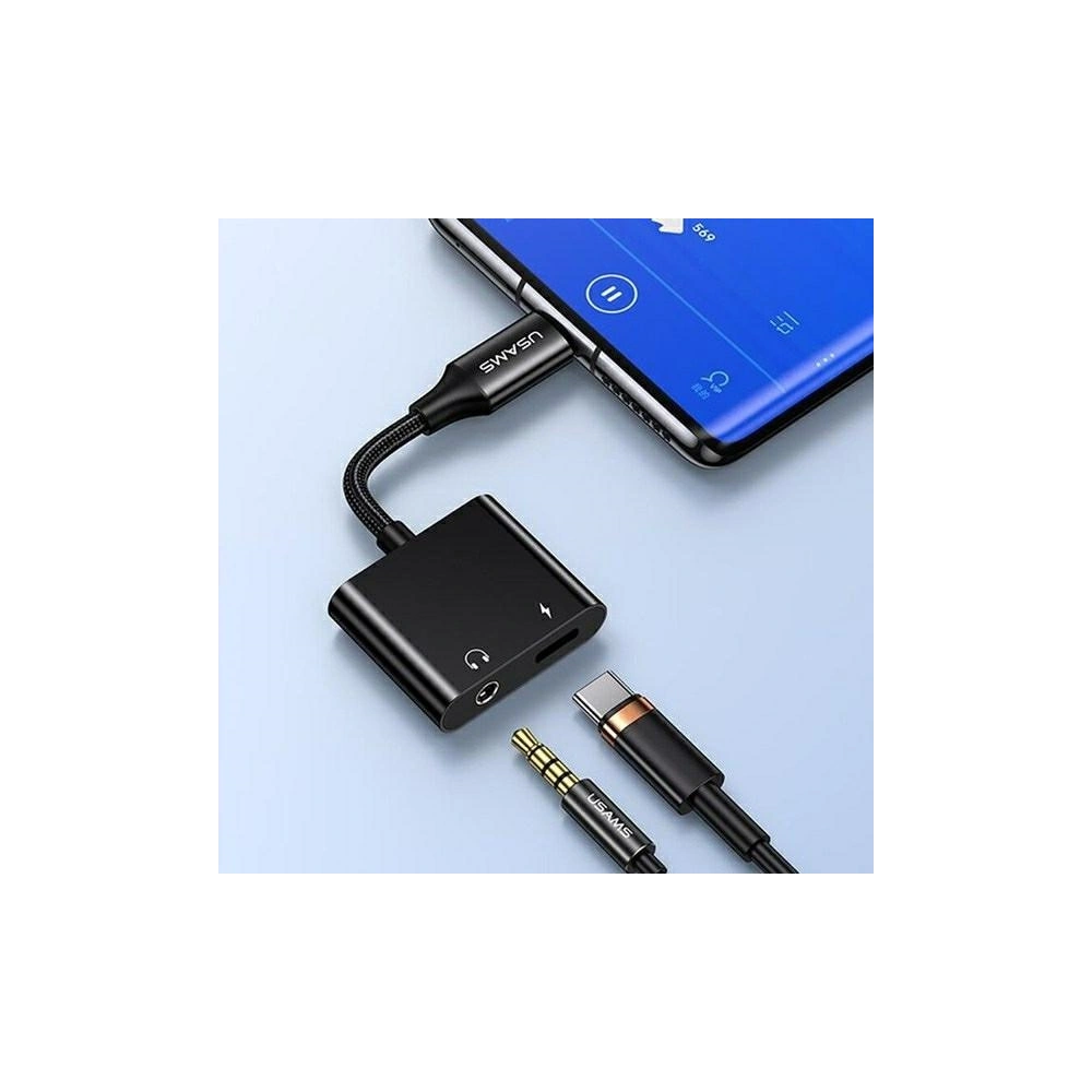 Hurtownia GSM - Adapter USAMS AU15 US-SJ598 USB-C / jack 3.5m DAC, USB-C PD 60W schwarz/black - USA1106 - {ean13} - Hurt