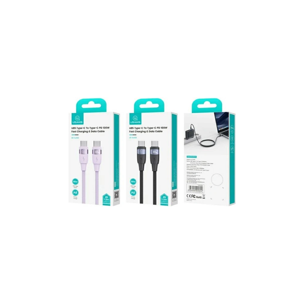 Hurtownia GSM - Kabel USAMS U85 US-SJ632 USB-C / USB-C 100W 1.2m PD Schnellladung lila/purple - USA1111 - {ean13} - Hurt