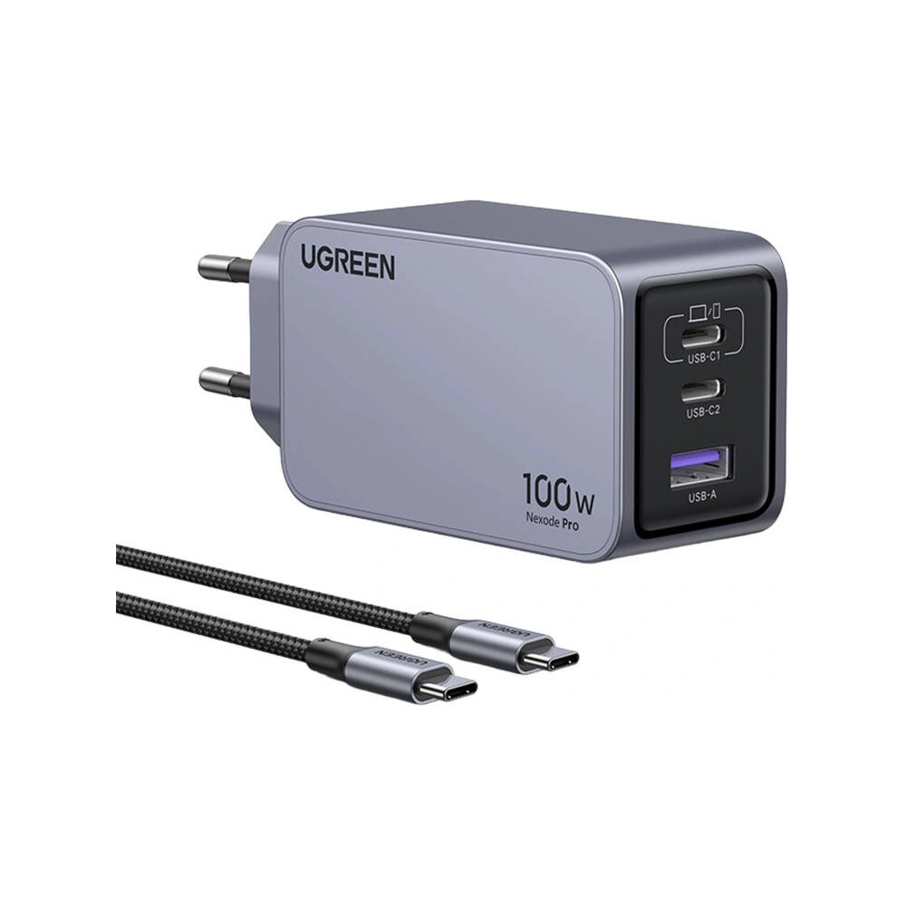 Hurtownia GSM - UGREEN Nexode Pro 100W GaN USB-A Netzladegerät, 2xUSB-C grau - UGR1837 - {ean13} - Hurt