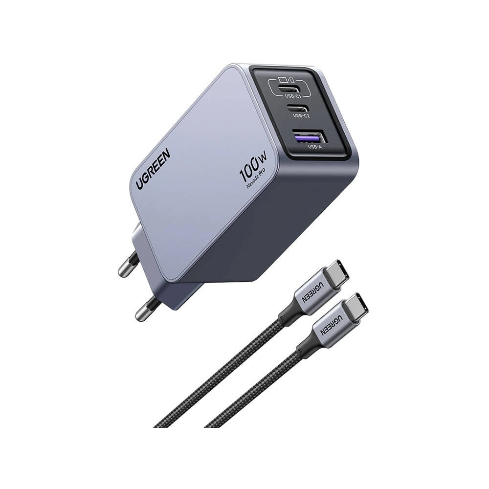 Hurtownia GSM - UGREEN Nexode Pro 100W GaN USB-A Netzladegerät, 2xUSB-C grau - UGR1837 - {ean13} - Hurt