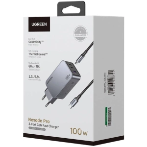 Hurtownia GSM - UGREEN Nexode Pro 100W GaN USB-A hálózati töltő, 2xUSB-C szürke - UGR1837 - {ean13} - Hurt