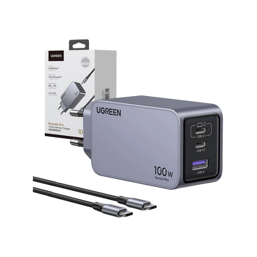 Hurtownia GSM - Síťová nabíječka UGREEN Nexode Pro 100W GaN USB-A, 2xUSB-C šedá - UGR1837 - {ean13} - Hurt