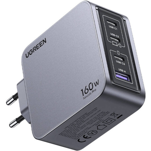 Ugreen Distributor - 6941876228775 - UGR1838 - UGREEN Nexode Pro wall charger 160W GaN USB-A, 3xUSB-C grey - B2B homescreen