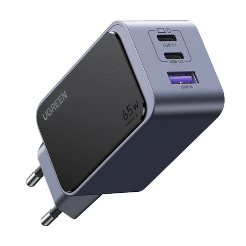 Ładowarka sieciowa UGREEN Nexode Air 65W USB-A, 2xUSB-C szara