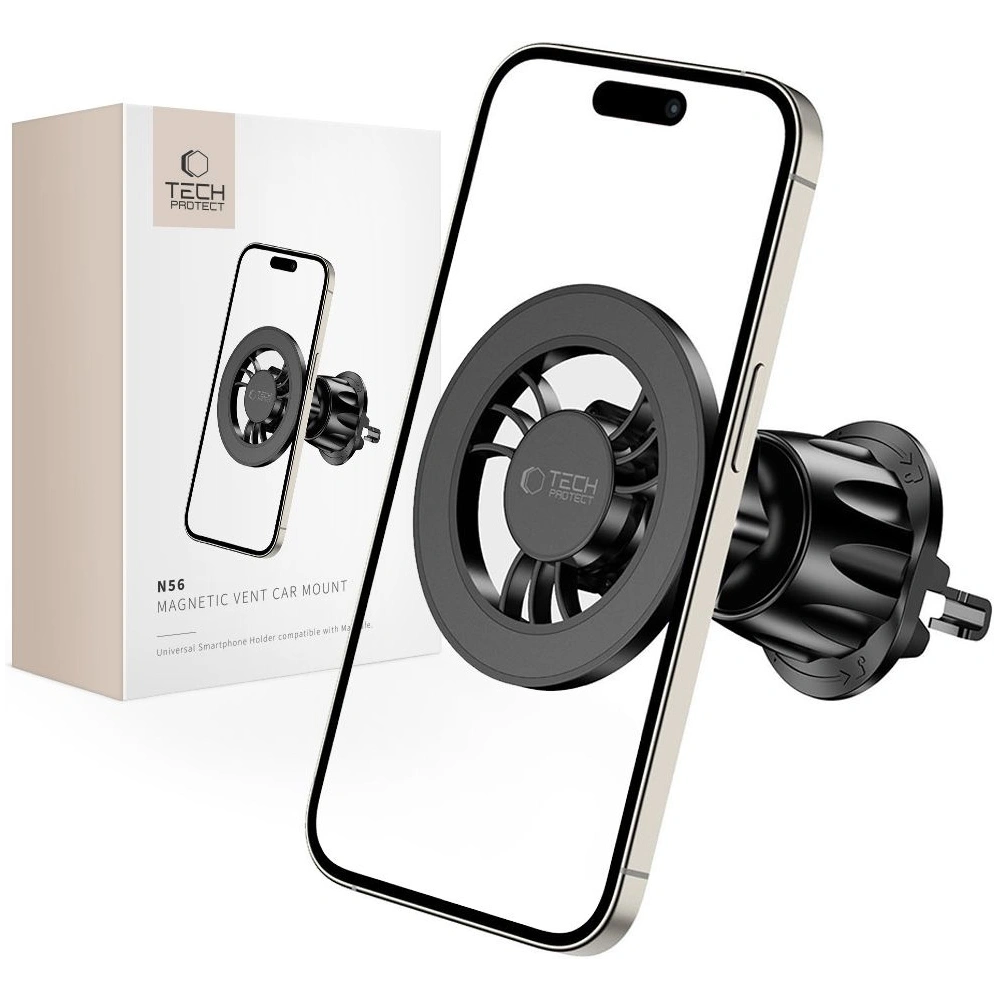 Hurtownia GSM - Uchwyt auto pentru grilă Tech-Protect N56 Magnetic Magsafe Vent Car Mount Negru - THP2840 - {ean13} - Hurt