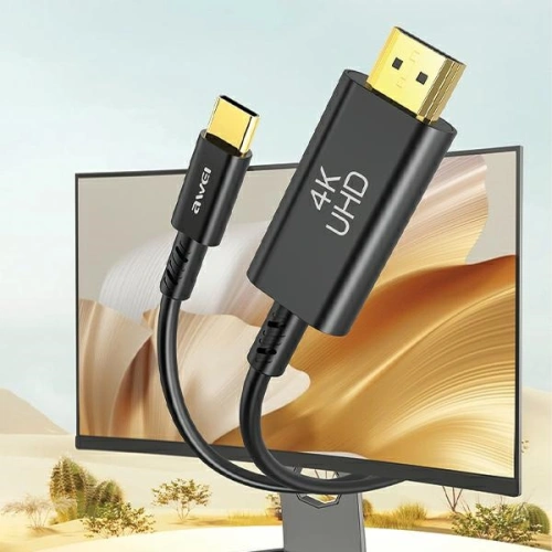 Kabel AWEI CL-212T USB-C / HDMI 4K@30HZ czarny/black