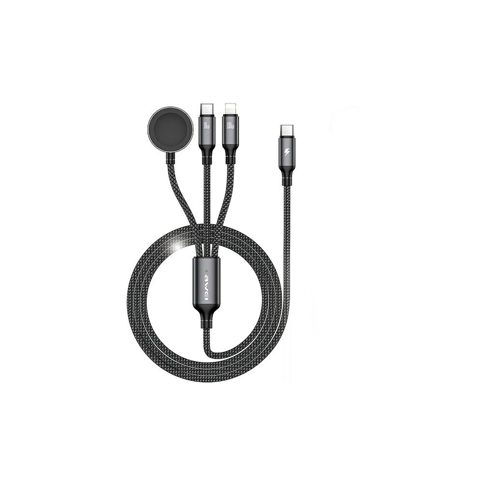 Hurtownia GSM - Kabel 3w1 AWEI W23 USB-C 100W / Lightning 10W / Watch 2.5W schwarz/black - AWEI193 - {ean13} - Hurt
