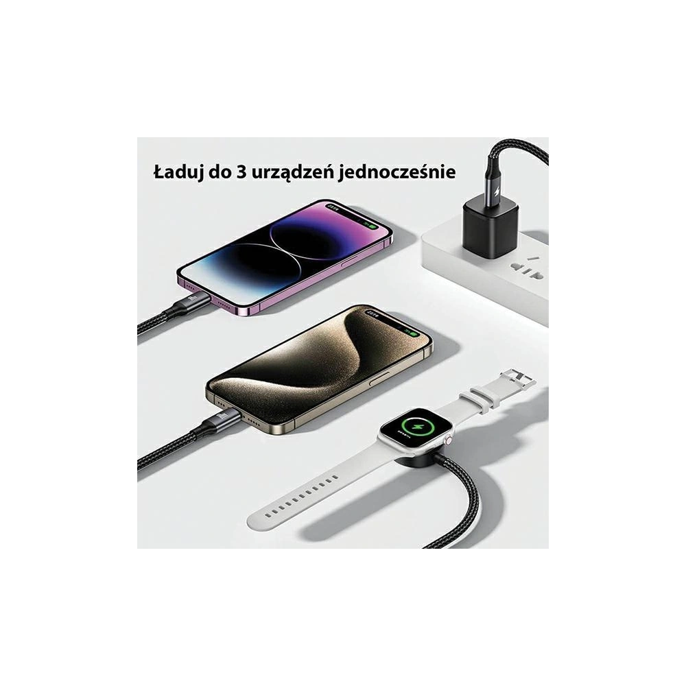 Hurtownia GSM - Kabel 3w1 AWEI W23 USB-C 100W / Lightning 10W / Watch 2.5W schwarz/black - AWEI193 - {ean13} - Hurt