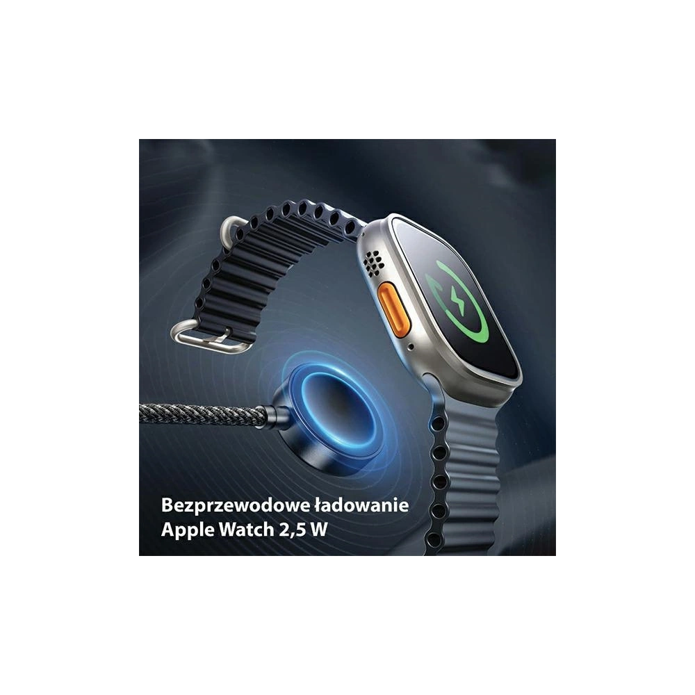 Wholesale AWEI W23 cable 2in1 USB-C 100W / Lightning 10W / Watch 2.5W black - AWEI193 - {ean13} - Hurt