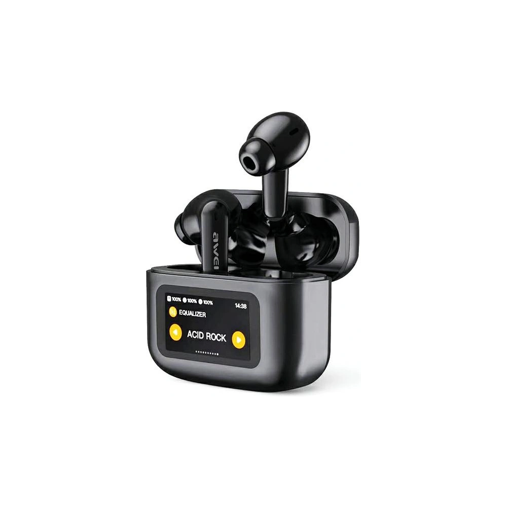 Wholesale AWEI T56 TWS ANC Bluetooth 5.4 wireless headphones + docking station black - AWEI196 - {ean13} - Hurt