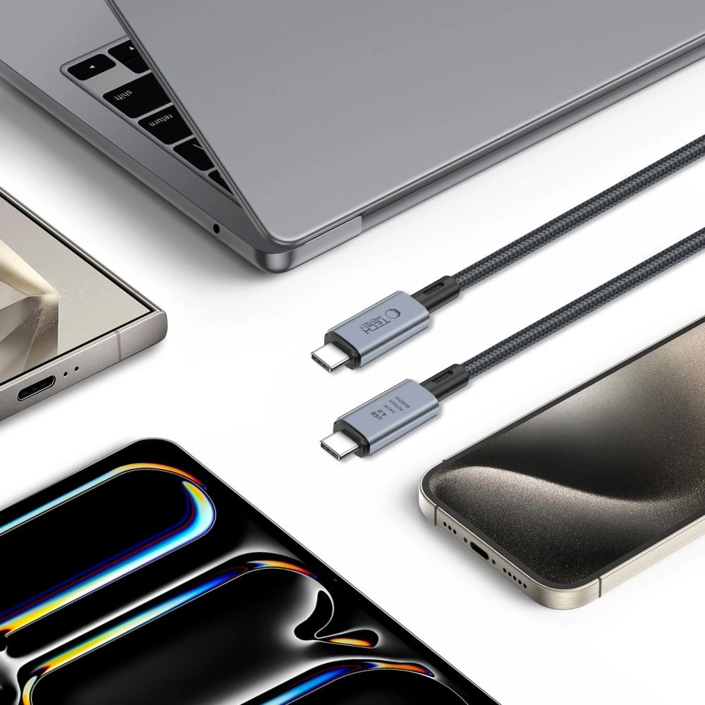 Hurtownia GSM - Cablul Tech-Protect Ultraboost Max USB-C / USB-C Thunderbolt 4.0 8K 40Gbps PD 240W 100cm Gri - THP2841 - {ean13} - Hurt