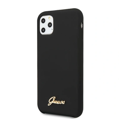 Etui Guess GUHCN65LSLMGBK Apple iPhone 11 Pro Max black/czarny hard case Silicone Vintage Gold Logo