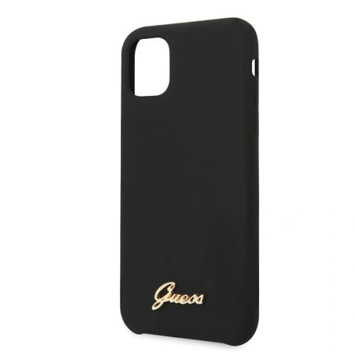 Etui Guess GUHCN65LSLMGBK Apple iPhone 11 Pro Max black/czarny hard case Silicone Vintage Gold Logo