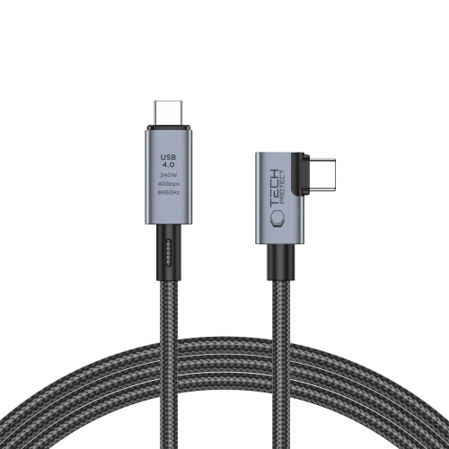 Kabel kątowy Tech-Protect Ultraboost Max L USB-C / USB-C USB 4.0 8K 40Gbps PD 240W 150cm Grey