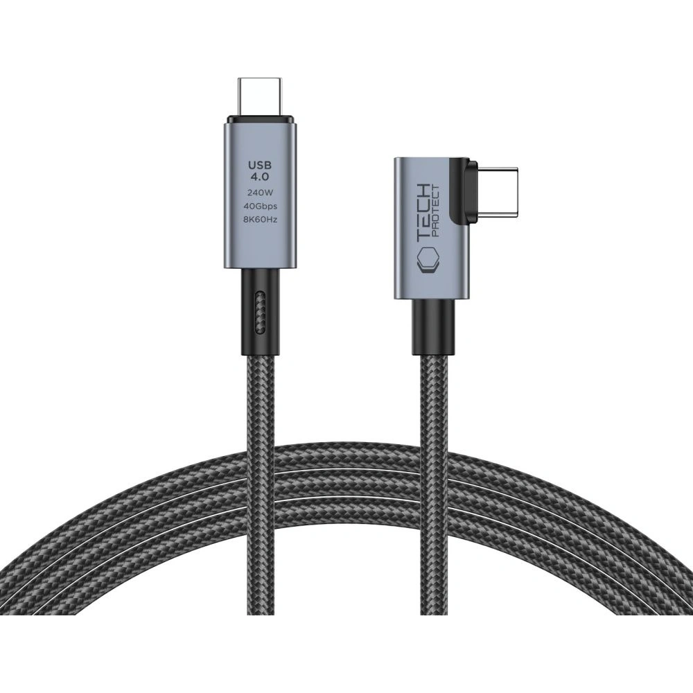 Hurtownia GSM - Cablul unghiular Tech-Protect Ultraboost Max L USB-C / USB-C USB 4.0 8K 40Gbps PD 240W 150cm Gri - THP2847 - {ean13} - Hurt