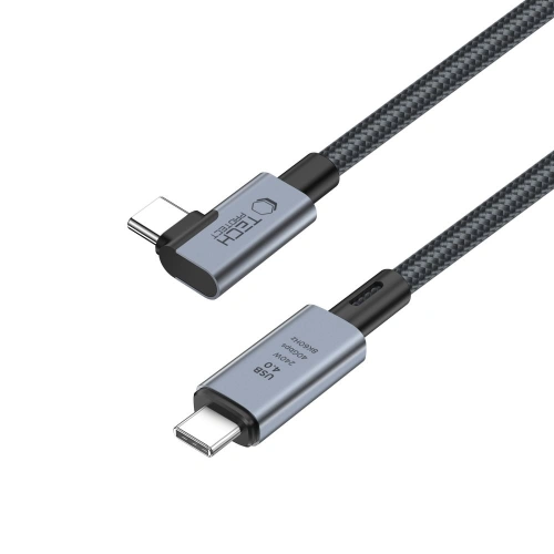 Kabel kątowy Tech-Protect Ultraboost Max L USB-C / USB-C USB 4.0 8K 40Gbps PD 240W 150cm Grey