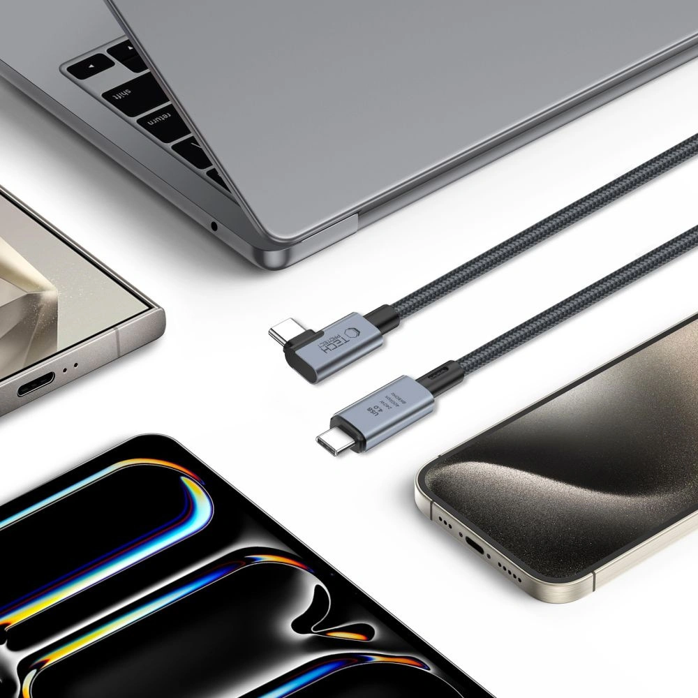 Hurtownia GSM - Cablul unghiular Tech-Protect Ultraboost Max L USB-C / USB-C USB 4.0 8K 40Gbps PD 240W 150cm Gri - THP2847 - {ean13} - Hurt