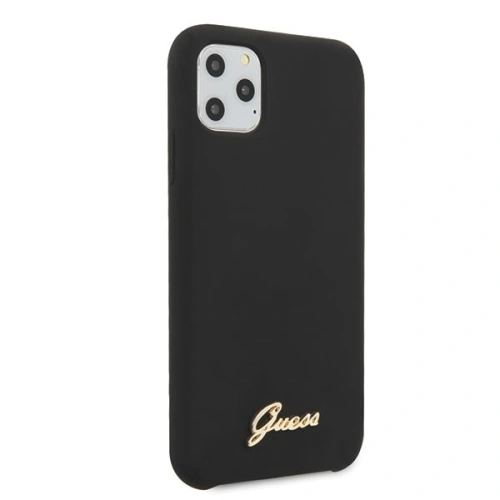 Etui Guess GUHCN65LSLMGBK Apple iPhone 11 Pro Max black/czarny hard case Silicone Vintage Gold Logo