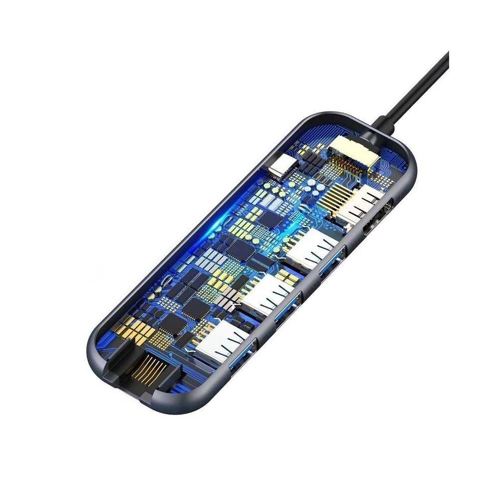 Hurtownia GSM - Adapter 6w1 Baseus Hub USB-C na 3x USB 3.0 + HDMI + USB-C PD + RJ45 Ethernet - BSU686 - {ean13} - Hurt