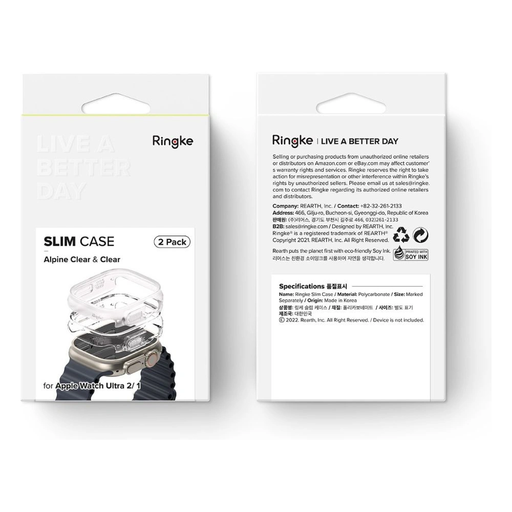 Wholesale Case Ringke Slim Apple Watch Ultra 1/2 49mm Clear & Alpine Clear [2 PACK] - RGK1978 - {ean13} - Hurt
