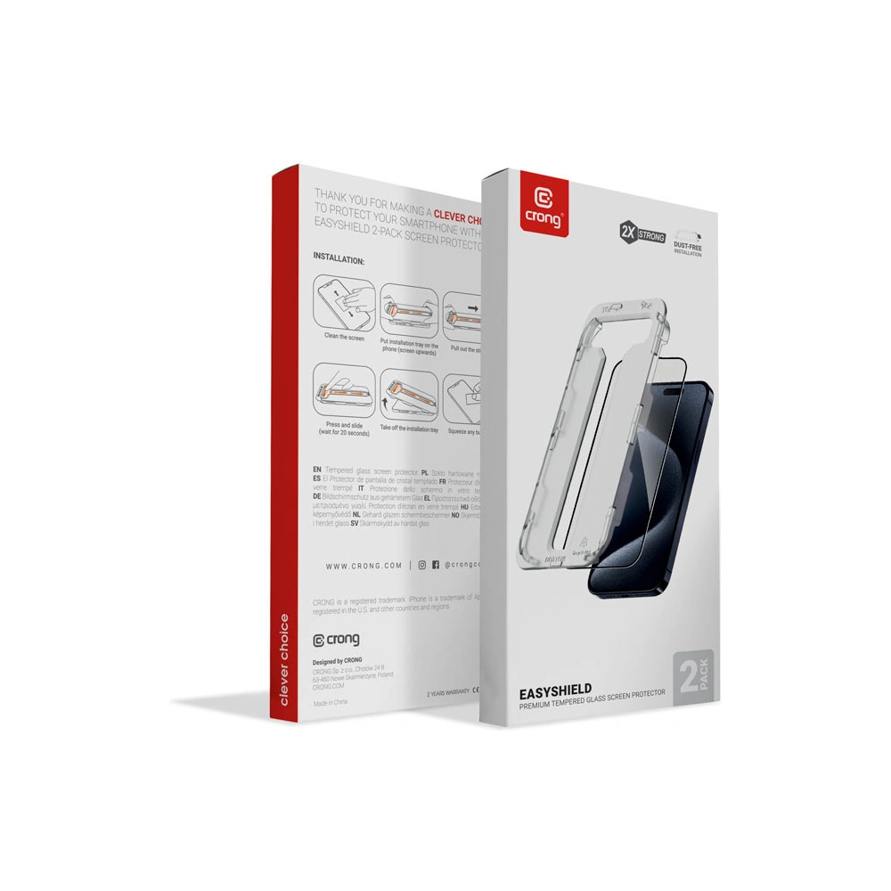 Hurtownia GSM - Gehärtetes Glas Crong EasyShield Apple iPhone 15 [2 PACK] - CRG765 - {ean13} - Hurt
