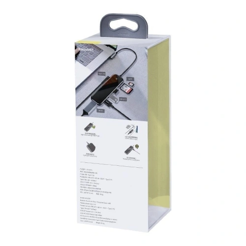 Adapter 6w1 Baseus Hub USB-C na 3x USB 3.0 + HDMI + USB-C PD + SD/microSD