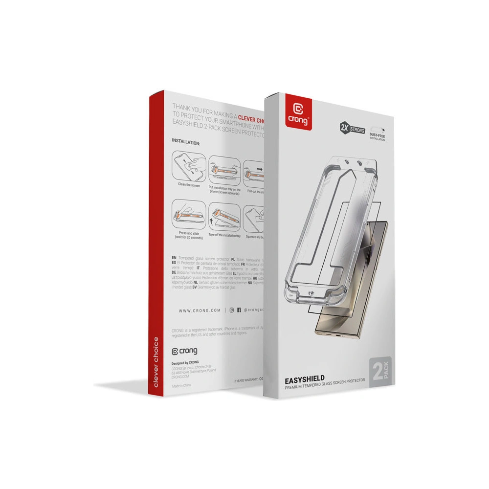 Hurtownia GSM - Szkło hartowane Crong EasyShield Samsung Galaxy S24 Ultra [2 PACK] - CRG773 - {ean13} - Hurt