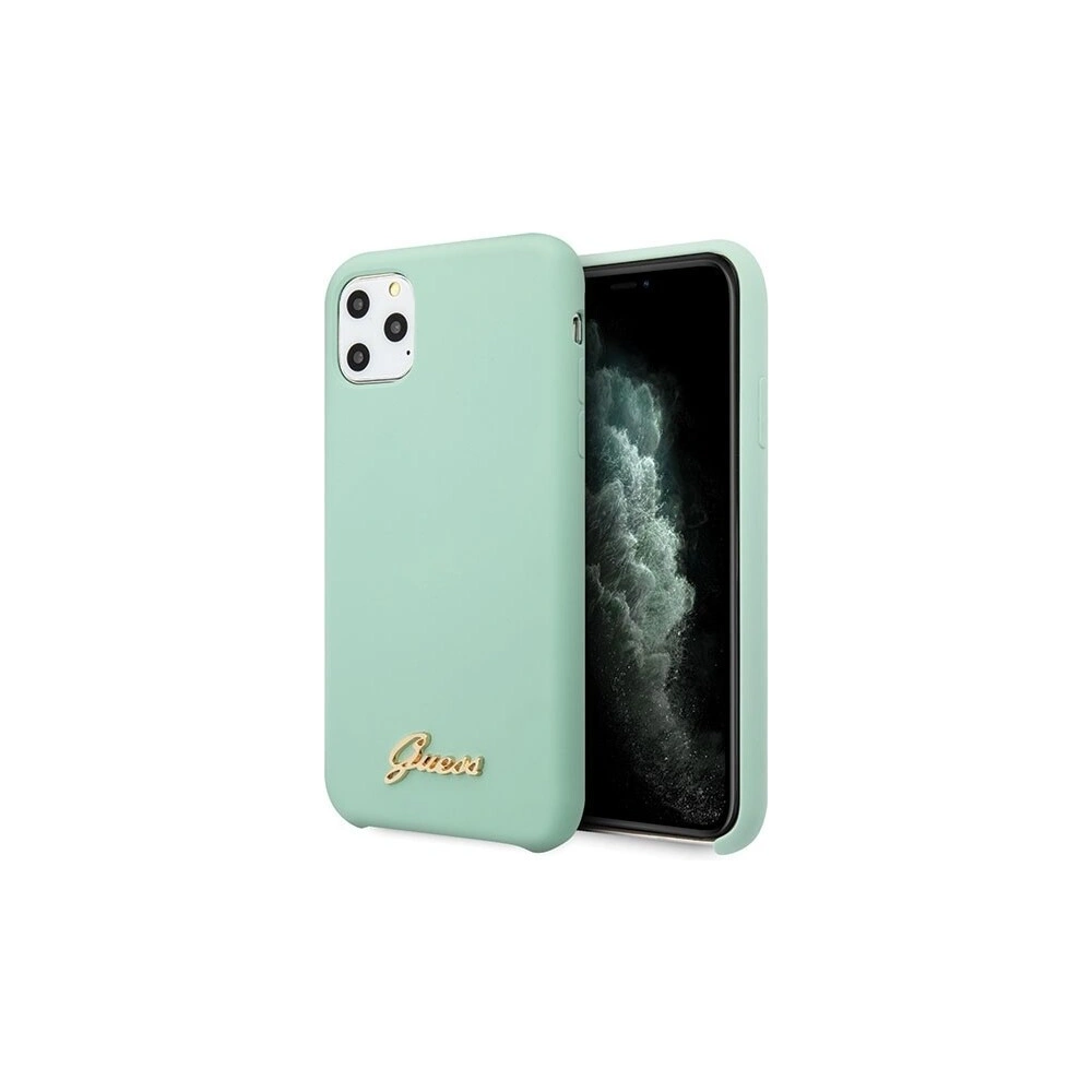 Etui Guess GUHCN65LSLMGG Apple iPhone 11 Pro Max zielony/green hard case Silicone Vintage Gold Logo