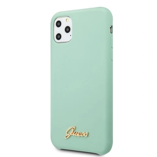Etui Guess GUHCN65LSLMGG Apple iPhone 11 Pro Max zielony/green hard case Silicone Vintage Gold Logo