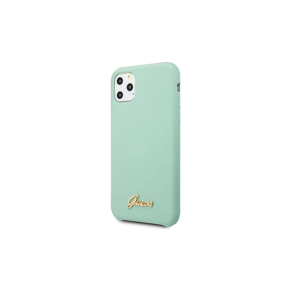 Etui Guess GUHCN65LSLMGG Apple iPhone 11 Pro Max zielony/green hard case Silicone Vintage Gold Logo
