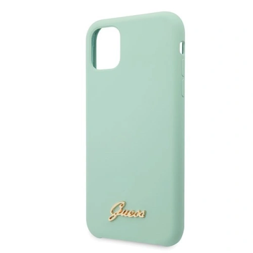 Etui Guess GUHCN65LSLMGG Apple iPhone 11 Pro Max zielony/green hard case Silicone Vintage Gold Logo