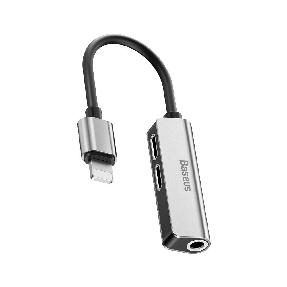 Hurtownia GSM - Adapter Audio Baseus L52 Lightning do Mini Jack 3.5mm i 2x Lightning (srebrny) - BSU690SLV - {ean13} - Hurt