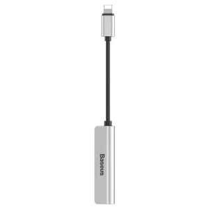 Adapter Audio Baseus L52 Lightning do Mini Jack 3.5mm i 2x Lightning (srebrny)