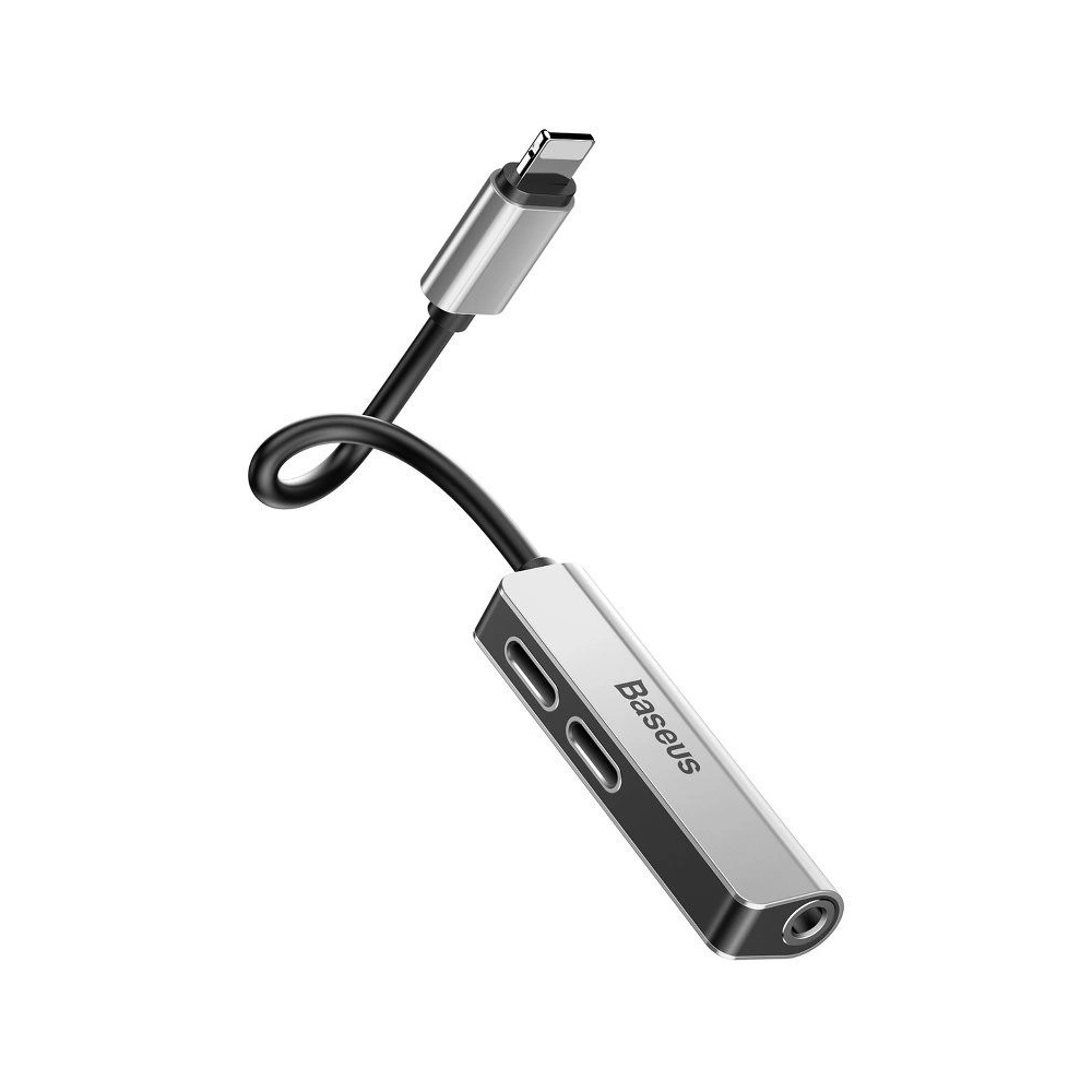 Hurtownia GSM - Adapter Audio Baseus L52 Lightning do Mini Jack 3.5mm i 2x Lightning (srebrny) - BSU690SLV - {ean13} - Hurt