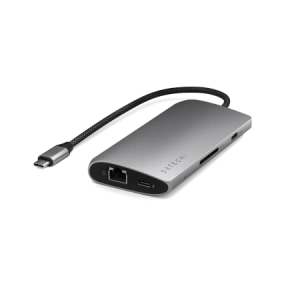 Hurtownia GSM - Adapter Satechi USB-C Multiport 8K USB-C / USB-C, HDMI, 3xUSB-A 3.2 Gen 2 10Gbps, USB-A 3.2 Gen 1 5Gbps, SD/TF Space Grau - STH137 - {ean13} - Hurt
