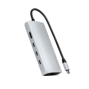 Hurtownia GSM - Adapter Satechi USB-C Multiport 8K USB-C / USB-C, HDMI, 3xUSB-A 3.2 Gen 2 10Gbps, USB-A 3.2 Gen 1 5Gbps, SD/TF silver - STH138 - {ean13} - Hurt