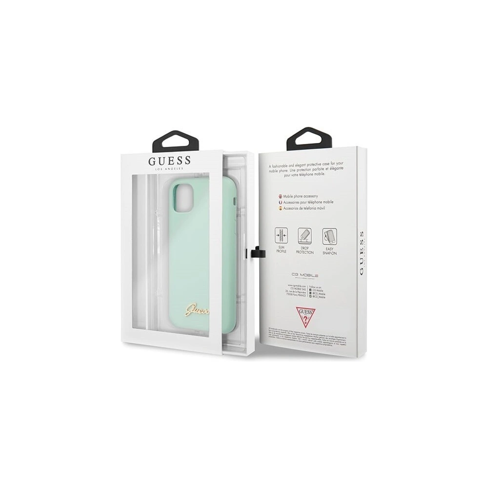 Etui Guess GUHCN65LSLMGG Apple iPhone 11 Pro Max zielony/green hard case Silicone Vintage Gold Logo