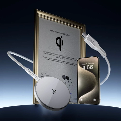 Ładowarka indukcyjna ESR HaloLock QI2 Mini Magnetic MagSafe wireless charger 15W Silver