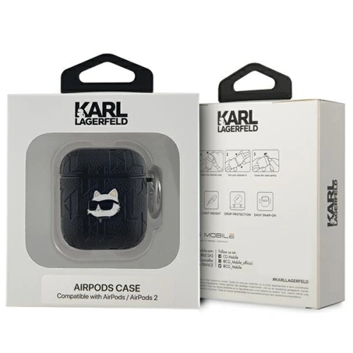 Etui Karl Lagerfeld KLA2PGCHPK Apple AirPods 1/2 cover Monogram Choupette Head czarny/black