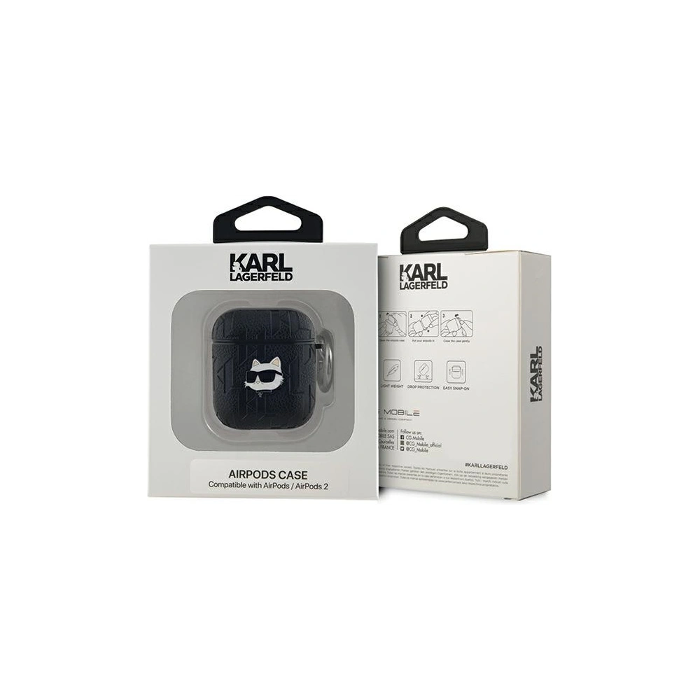 Hurtownia GSM - Etui Karl Lagerfeld KLA2PGCHPK Apple AirPods 1/2 cover Monogram Choupette Head czarny/black - KLD2033 - {ean13} - Hurt