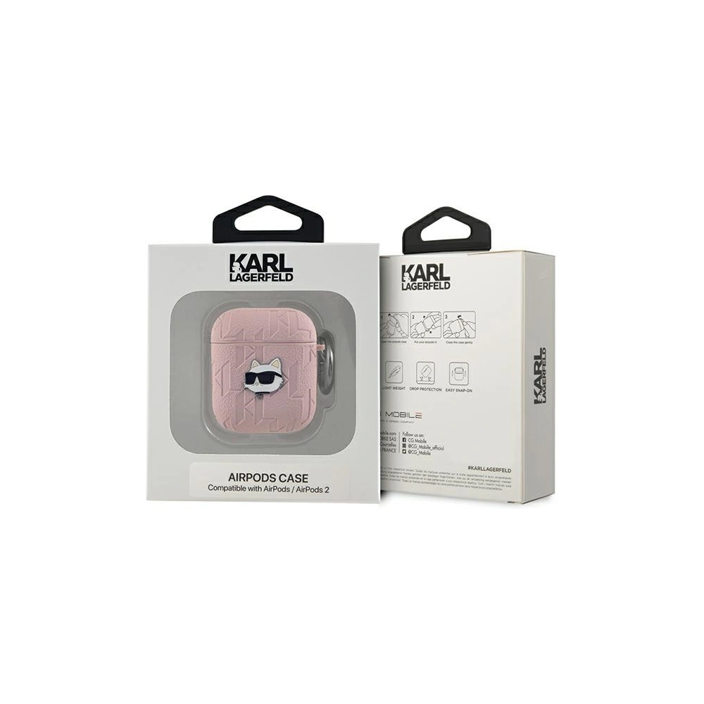 Hurtownia GSM - Etui Karl Lagerfeld KLA2PGCHPP Apple AirPods 1/2 cover Monogram Choupette Head różowy/pink - KLD2034 - {ean13} - Hurt