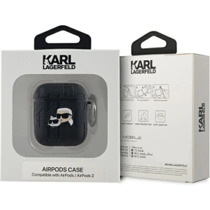 Hurtownia GSM - Etui Karl Lagerfeld KLA2PGKCPK Apple AirPods 1/2 kryt Monogram Karl & Choupette Hlavy černý/black - KLD2035 - {ean13} - Hurt